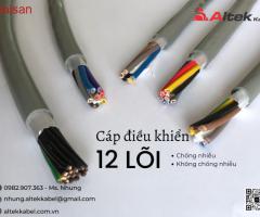 Cáp 12 lõi Altek Kabel vỏ xám ghi dây đánh số, lõi đồng mềm