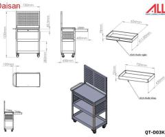 Xe đẩy dụng cụ 3 ngăn có ngăn kéo ALLY QT-D03K - 2