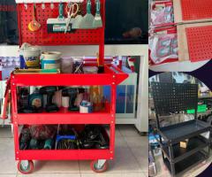 Xe đẩy 3 ngăn đựng & treo đồ nghề - Tiện lợi cho xưởng Gara
