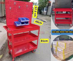 Xe đẩy 3 ngăn đựng & treo đồ nghề - Tiện lợi cho xưởng Gara - 2