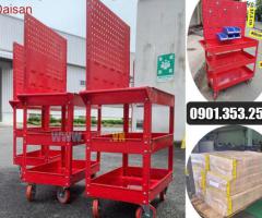 Xe đẩy dụng cụ 3 tầng bảng treo KT 738x570mm - Xe đẩy đồ nghề