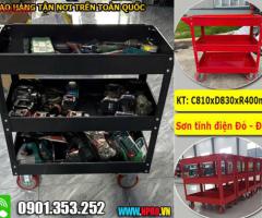 Xe đẩy dụng cụ 3 tầng bảng treo KT 738x570mm - Xe đẩy đồ nghề - 3